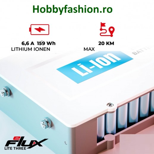 Trotinetă Electrică, eFlux, Lite Three, Roți 5.5 , Motor 250 W, Alb