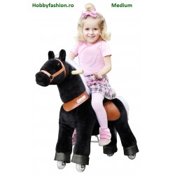 Căluț, pluș, cu roți, și sunet, Black Beauty, Medium, 4 - 8 Ani